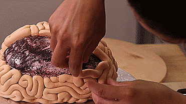 восхитительно-ужасный торт в виде свежих мозгов
